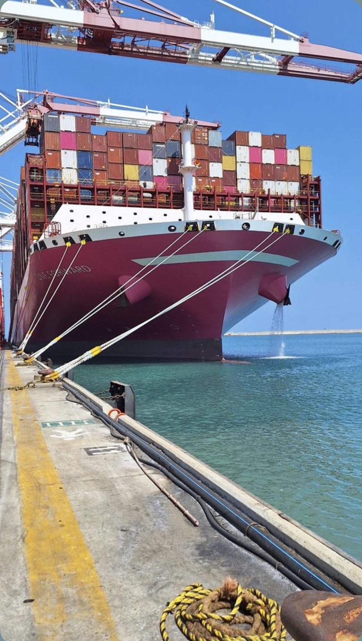 Container ship at port